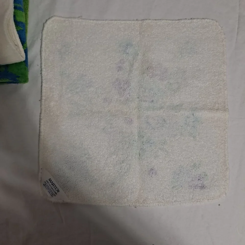 Vintage Martex Bath Hand Towel Washcloth Set Floral Purple Retro Soft 60s 70s US